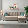 Dorel Home Ecksofa mit Schlafffunktion, Recamiere mit Stauraum beidseitig montierbar, Rückenlehne 2-teilig und 3-fach verstellbar