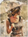 Artland Wandbild »Lady mit Regenschirm«, Portrait, (1 St.), in vielen Grössen & Produktarten - Alubild / Outdoorbild für den Aussenbereich, Leinwandbild, Poster, Wandaufkleber / Wandtattoo auch für Badezimmer geeignet