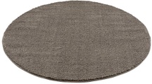 Carpet City Hochflor-Teppich »Plainy«, rund, 30 mm Höhe, Polyester, Langflor Uni Taupe, Wohnzimmer