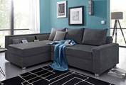 COLLECTION AB Ecksofa, inklusive Bettfunktion, Bettkasten und Federkern, wahlweise mit RGB-LED-Beleuchtung und USB-Port, Inklusive seitlichem Regalboden, Ottomane links oder rechts montierbar