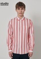 Casual Hemd Regular Fit Langarm Streifen Herren Pink L