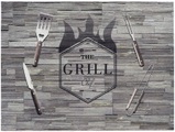 Primaflor-Ideen in Textil, Primaflor-Ideen in Textil Fussmatte »GRILL CHEF«, rechteckig, 5 mm Höhe, Schmutzfangmatte, Grillmatte bzw. Grillunterlage ideal als Bodenschutz, Stein Optik, mit Spruch, rutschhemmend, In- und Outdoor geeignet, waschbar