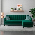 Dorel Home Ecksofa mit Schlafffunktion, Recamiere mit Stauraum beidseitig montierbar, Rückenlehne 2-teilig und 3-fach verstellbar