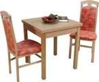 HOFMANN LIVING AND MORE Essgruppe »Anthony«, (Spar-Set, 3 tlg., 1 Tisch, 2 Stühle), Stuhlgestell und Tischbeine aus Massivholz, Tisch mit 2 Ansteckplatten