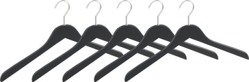 WENKO Kleiderbügel »Paris«, (Set, 5 tlg.), Holz, matt, schwarz, in schlanker Form, 44 cm
