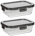 WENKO Frischhaltedose »Steel«, (Set, 2 tlg.), 0,6 L, Deckel aus rostfreiem Edelstahl und Glas