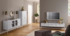 Home affaire Sideboard »Freya«, mit 2 Holztüren und 2 Glastüren, Metallgriffen, aus Massivholz, Breite 165 cm