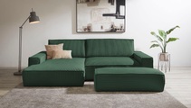 Home affaire Polsterecke »NEU: SHERWOOD XXL tief, L-Form mit Schlaffunktion, Big-Sofa mit Hocker« stellbar zum Schlafsofa (Krokodilverbinder), Cord, Leinenoptik