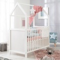 roba® Babybett »Hausbett, 60x120 cm«, (3 tlg.), inklusive Wickelplatte zum Aufsetzen & passender Wickelauflage