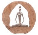 GILDE Dekofigur »Skulptur Health, silberfarben/natur«, Dekoobjekt, Höhe 27, Yoga-Lotussitz, handgefertigt, aus Metall und Holz, mit Spruchanhänger, Wohnzimmer