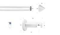 GARESA Gardinenstange »WHITE«, 1 läufig-läufig, Wunschmasslänge, Vorhanggarnitur, Innenlauf, verlängerbar, Wandmontage, Endknopf Spitze
