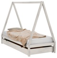Lüttenhütt Kinderbett »Alpi«, Hausbett, aus massivem Kiefernholz, in einer Tipizelt-Optik, inklusive Lattenrost, Bettschubkasten mit zusätzlicher Liegefläche und Lattenrost, Liegefläche 90x200 cm