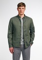 Eterna, ETERNA LANGARM HEMD SLIM FIT UPCYCLING SHIRT LEINEN OLIVGRÜN UNIFARBEN
