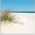 Artland Glasbild »Schöne Sanddüne mit Gräsern und Zaun«