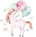 Wall-Art, Wall-Art Wandtattoo »Kindergeburtstag Einhorn Deko«