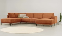 Places of Style Wohnlandschaft »XXL Sofa Oland, Struktur, Flachgewebe, Luxus-Microfaser, Boucle«, U-Form, 345 cm, Wellenunterfederung, Skandi-Design, Metallfüsse