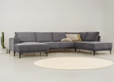Places of Style Wohnlandschaft »XXL Sofa Oland, Struktur, Flachgewebe, Luxus-Microfaser, Boucle«, U-Form, 345 cm, Wellenunterfederung, Skandi-Design, Metallfüsse