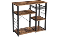 Vasagle - Baker's Rack, industrielles Küchenregal mit Metallrahmen, Drahtkorb und 6 Haken, multifunktionale Aufbewahrung für Mini-Backöfen, Gewürze und Utensilien, Holzoptik KKS90X