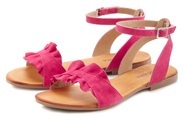 LASCANA Sandale, Sandalette, Sommerschuh aus hochwertigem Leder mit kleinen Rüschen