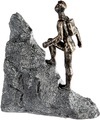 Casablanca by Gilde Dekofigur »Skulptur Wanderer, bronzefarben/grau«, Dekoobjekt, Höhe 20, Mann mit Rucksack, mit Spruchanhänger, Wohnzimmer