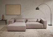 LeGer Home by Lena Gercke Ecksofa »PIARA XXL, Big-Sofa in Cord oder Leinenoptik, L-Form, mit Kedernaht«, wahlweise Ottomane rechts/links, schwarze Füsse, extra tiefe Sitzfläche