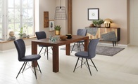 Home affaire Essgruppe »Gimbi«, (Set, 5 tlg.), bestehend aus 1 Esstisch aus massivem Holz und 4 Stühlen mit schönem Webstoff Bezug