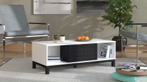 Home affaire Couchtisch »Sarthe, 120 cm, modernes Design mit viel Stauraum«, vier offene Regale und eines mit Türen, Artisan-Eiche