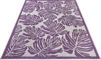 NORTHRUGS Teppich »Monstera«, rechteckig, 4 mm Höhe, Flachgewebe In und Outdoor geeignet, Florales Design, gekettelt, Wohnzimmer, Balkon, Terrasse, Garten, Robust, Pflegeleicht