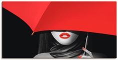 Artland, Artland Wandbild »Rote Lippen unter dem Regenschirm«