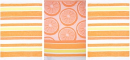 stuco Geschirrtuch »Summer Fruits Orange«, (Set, 3 tlg., 1x Geschirrtuch Früchte-Motiv,2 weitere Geschirrtücher Streifenoptik), Jacquardgewebe