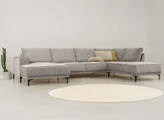 Places of Style Wohnlandschaft »XXL Sofa Oland, Struktur, Flachgewebe, Luxus-Microfaser, Boucle«, U-Form, 345 cm, Wellenunterfederung, Skandi-Design, Metallfüsse