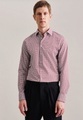 Business Hemd Shaped Fit Langarm Druck Herren Rot Bunt 40