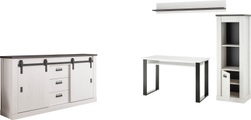 Premium collection by Home affaire Schrank-Set »SHERWOOD«, (4 St.), in modernem Holz Dekor, mit Scheunentorbeschlag und Apothekergriffen aus Metall