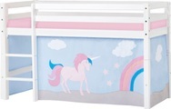 Hoppekids Hochbett »Einhorn«, inkl. Vorhang-Set, Matratze und Rollrost