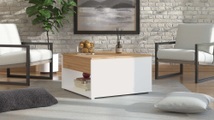 Home affaire Couchtisch »Taranto Kaffeetisch, 80 cm, quadratische Form, modern design«, höhenverstellbar Tischplatte, geschlossenes Fach, schwarz oder weiss