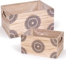 Franz Müller Flechtwaren Holzkiste, (Set, 2 St.), mit Ornamenten bedruckt, inkl. Innenfolie