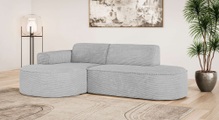 GOODproduct Ecksofa »ADELLA XL Design-Sofa mit Recamiere rechts/links, 263/159/76 cm« L-Form XL mit Wellenunterfederung, runde Form, auch in Cord