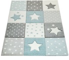 Paco Home Kinderteppich »Cosmo 345«, rechteckig, 12 mm Höhe, 3D-Design, Patchwork Muster, Motiv Punkte & Sterne, Pastell-Farben, Kinderzimmer