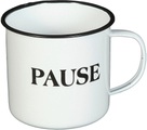 Ambiente Haus, Ambiente Haus Tasse »Becher PAUSE aus Emaille in Antikweiss«, (1 tlg.)
