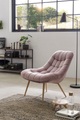 mutoni casual, Sessel XXL Samt rosa Metallbeine Holzoptik