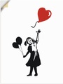 Artland Wandbild »Silhouette Mädchen Ballon Herz«, Bilder von Kindern, (1 St.), in vielen Grössen & Produktarten - Alubild / Outdoorbild für den Aussenbereich, Leinwandbild, Poster, Wandaufkleber / Wandtattoo auch für Badezimmer geeignet