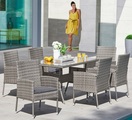 Gartenmöbelset »Costa Rica«, 13-tlg., 6 Sessel, Tisch 140x80 cm, Polyrattan, grau