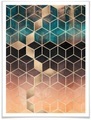 Wall-Art Poster »Gold Grün Geometrie«, Schriftzug, (1 St.)