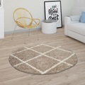 Paco Home Hochflor-Teppich »Kalmar 441«, rund, 40 mm Höhe, Scandi Design, Rauten Muster, weich & kuschelig, ideal im Wohnzimmer & Schlafzimmer