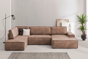 Home affaire Wohnlandschaft »SHERWOOD«, mit Bett-Funktion (Liegefläche 194x139 cm), mit 4 losen Rückenkissen