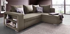 COLLECTION AB Ecksofa, mit Bettfunktion, Bettkasten und Regalarmteil, Ottomane links oder rechts montierbar, wahlweise mit Federkern, frei im Raum stellbar