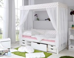 TICAA, Ticaa Einzel-/Himmelbett »Lino«, mit Schubkästen »Marlies«