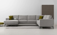 Places of Style Wohnlandschaft »XXL Sofa Oland, Struktur, Flachgewebe, Luxus-Microfaser, Boucle«, U-Form, 342 cm, Wellenunterfederung, Skandi-Design, Metallfüsse
