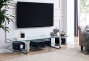 LEONIQUE, Leonique TV-Board »Colmar«, mit zwei Glasablageflächen Klarglas oder weiss Marmoroptik, Fernsehtisch mit Chromgestell