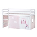 Hoppekids Hochbett »ECO Dream, Kinderbett, Spielbett, Halbhohes Bett aus Massivholz«, inkl. Vorhang-Set Eule Rosa Rot, Bettgrösse & Matratze wählbar